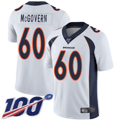 Men Denver Broncos 60 Connor McGovern White Vapor Untouchable Limited Player 100th Season Football NFL Jersey